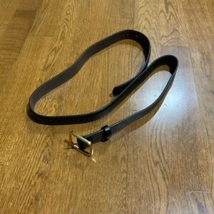 Reversible Leather Belt with Gold Buckle